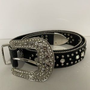 Atlas Wholesale Black Crystal Studded silver Buckle Size Large Western Rodeo